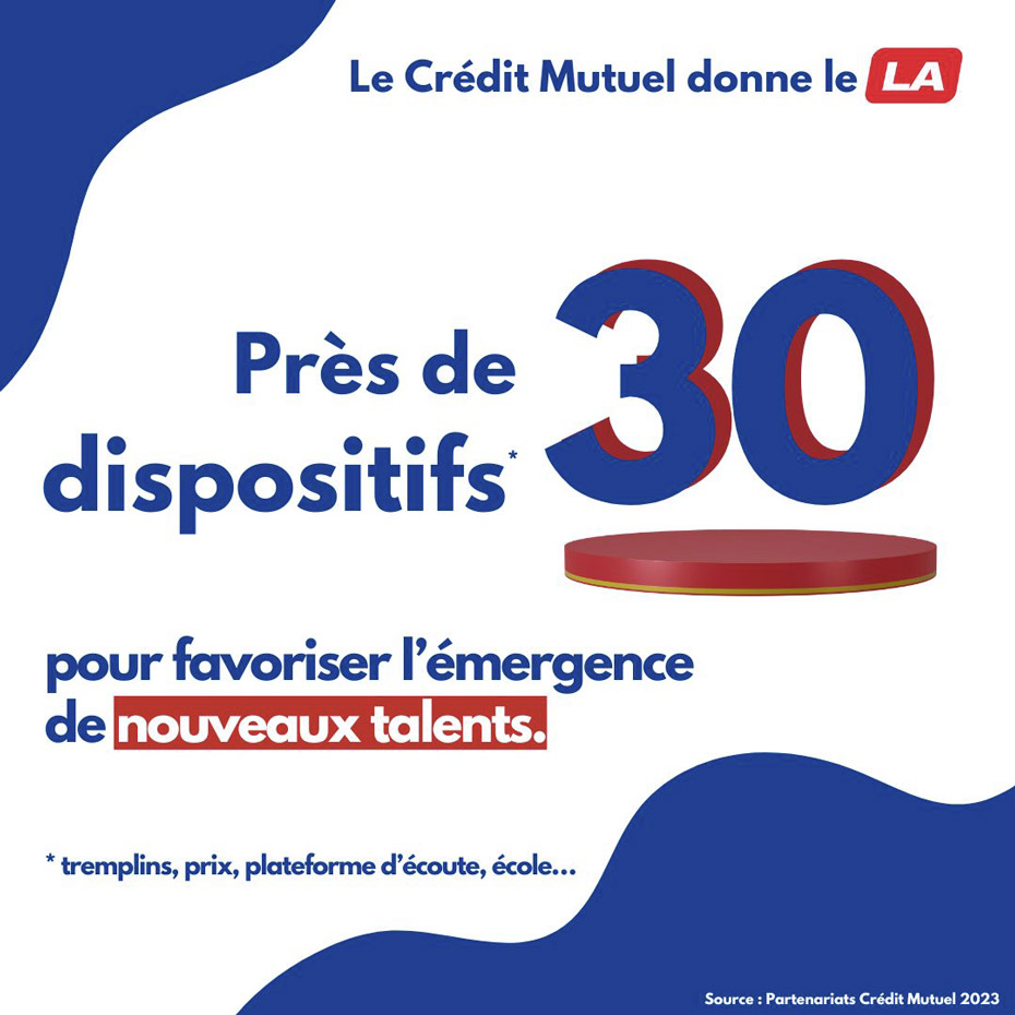 le crédit mutuel donne le LA - Près de 30 dispositifs pour favoriser l’émergence de nouveaux talents
