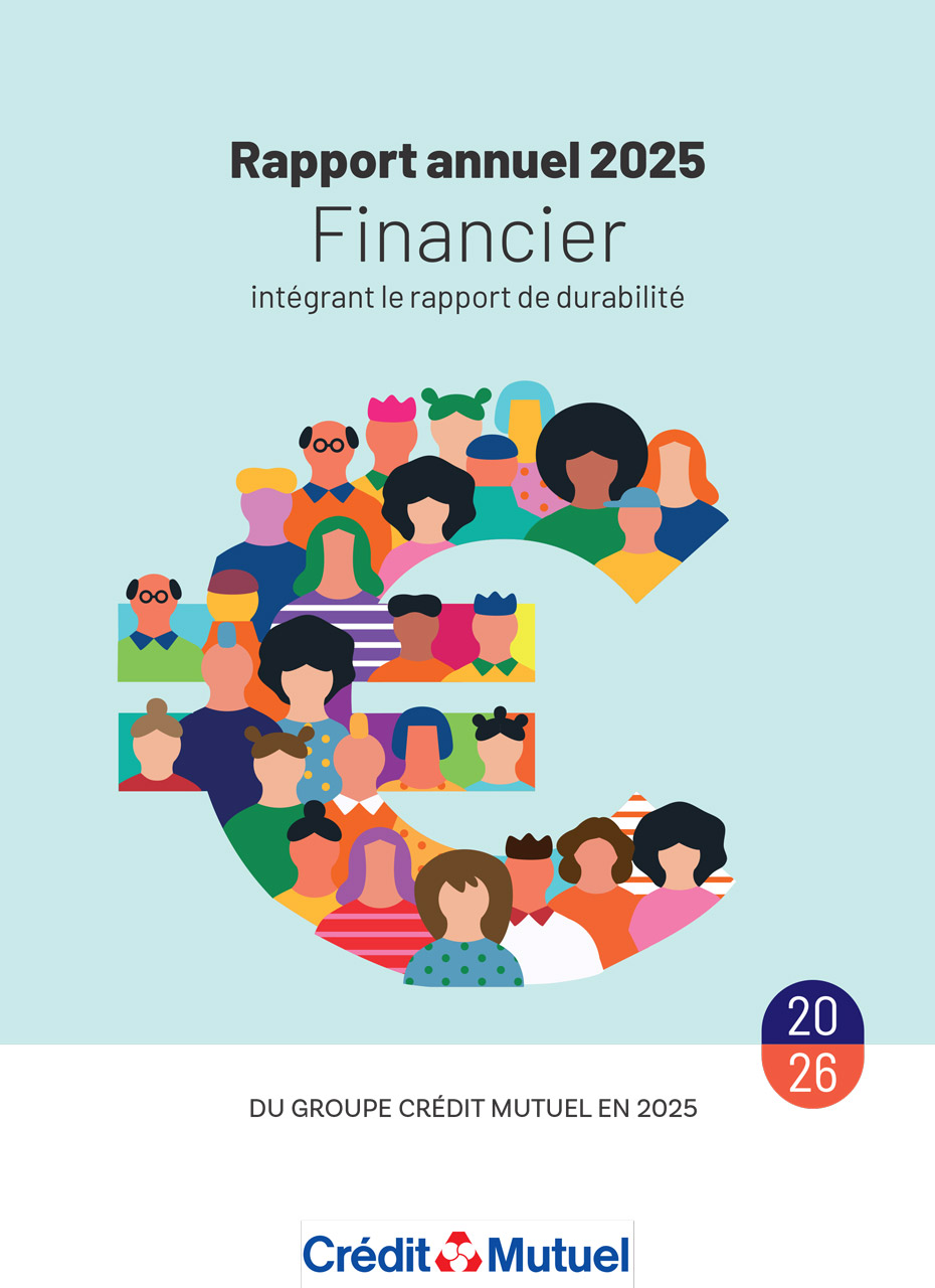Rapport annuel 2025 Financier intégrant le rapport de durabilité du groupe Crédit Mutuel en 2025 - édition 2026 - logo Crédit Mutuel