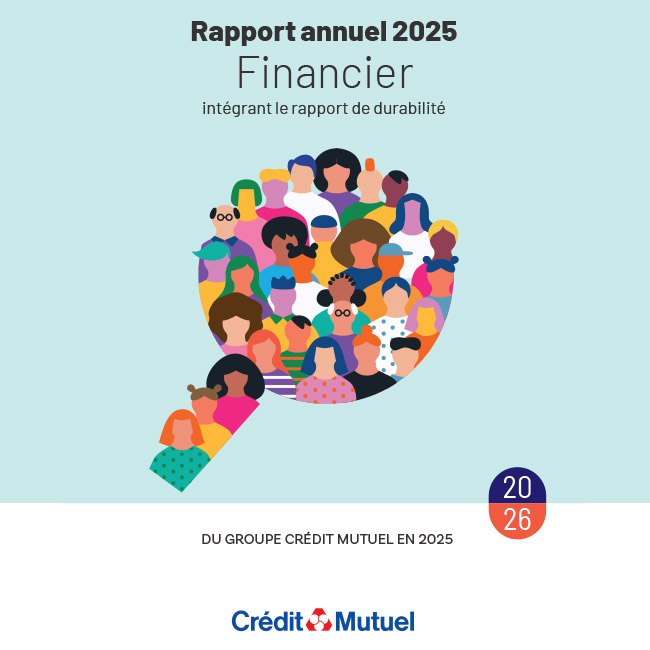 Rapport annuel 2025 Financier intégrant le rapport de durabilité du groupe Crédit Mutuel en 2025 - édition 2026 - logo Crédit Mutuel